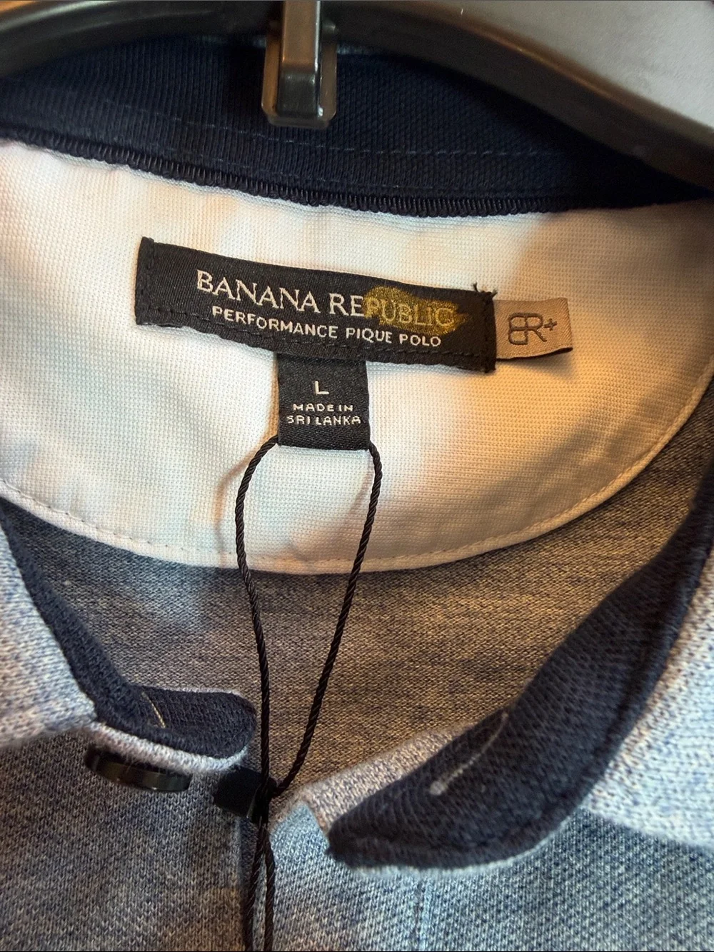 NWT Banana Republic Men's Heathered Blue Short-Sleeve Polo with Pocket